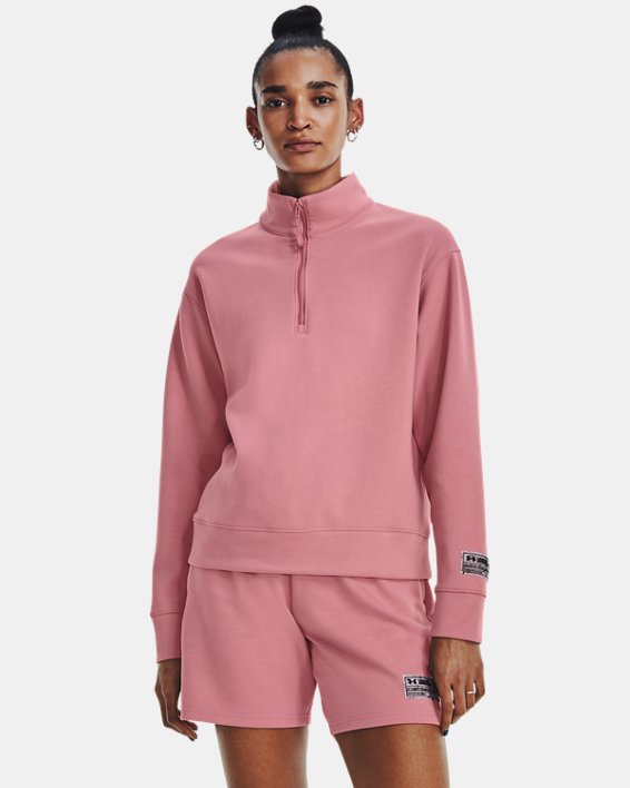 Unisex UA Summit Knit ½ Zip in Pink image number 3